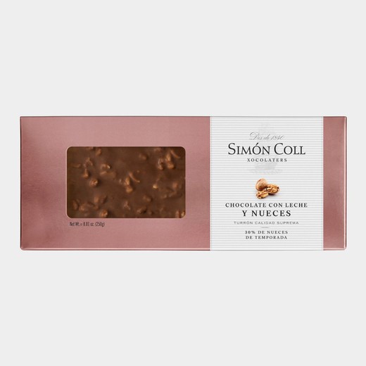 Ambachtelijke Melkchocolade en Walnoot Nougat 250 gr Simón Coll