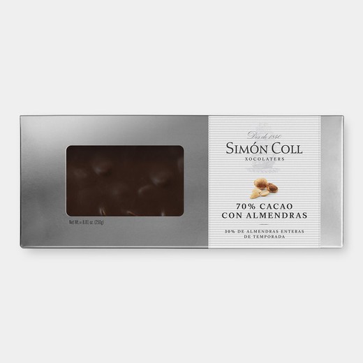 Turrón Chocolate Negro 70% Almendra Artesano 250 grs Simón Coll