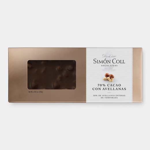 Mörk Choklad Nougat 70% Hantverkshasselnöt 250 grs Simón Coll