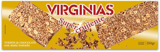 Turrón crujiente de chocolate con maíz tostado virginias 250 grs sin gluten