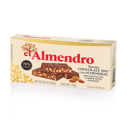 Turrón De Chocolate 70% Con Almendras El Almendro 285 grs