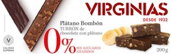 Turrón de chocolate con plátano sin azúcar añadido virginias 200 grs sin gluten