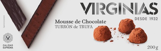 Turrón de trufa mousse de chocolate virginias 200 grs sin gluten