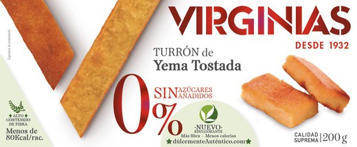 Turrón de yema tostada sin azúcar añadido virginias 200 grs sin gluten
