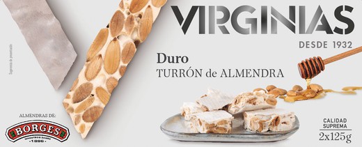 Nougat de amêndoa virgem dura 250 gr sem glúten