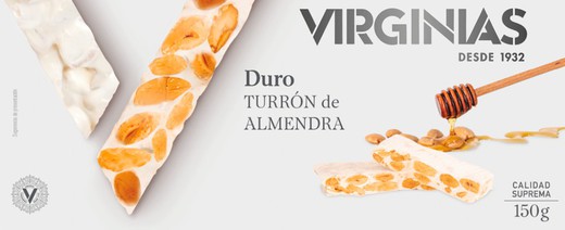 Turrón duro de almendras virginias 150 grs sin gluten