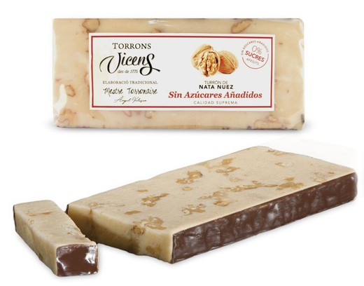 Turrón Sin Azúcar Vicens Nata nuez con edulcorantes 250g