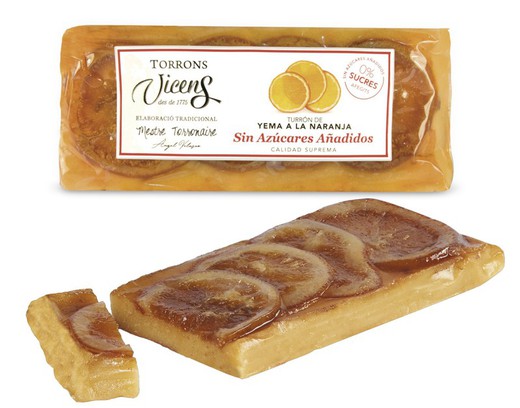 Turrón Sin Azúcar Vicens Yema a la naranja con edulcorantes 250g