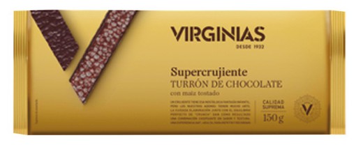 Turrón supercrujiente de chocolate virginias 150 grs sin gluten