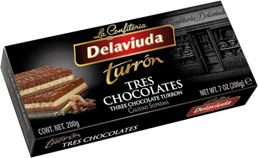 Turrón Tres Chocolates Delaviuda 200 grs