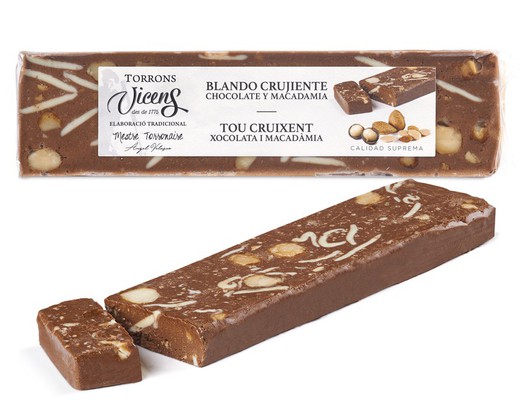 Turrón Vicens Blando Crujiente Chocolate Blanco Macadamia Especial 300 grs