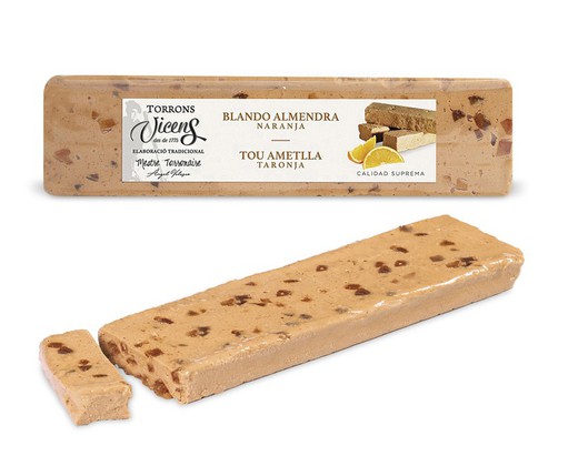 Turrón Vicens Blando de almendra con naranja Especial 300g Artesano