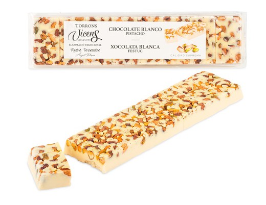 Turrón Vicens Chocolate Blanco y Pistacho Especial 300 grs