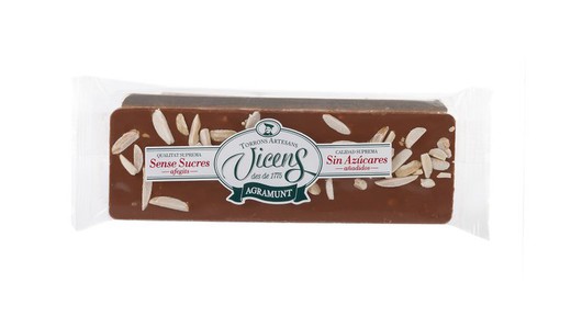 Turrón vicens chocolate leche almendra con edulcorantes 80g