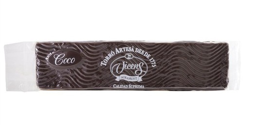 Nougat Vicens Coco gedoopt in chocolade Special 300g