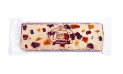 Turrón vicens de yogurt con arandanos y papaya 80g