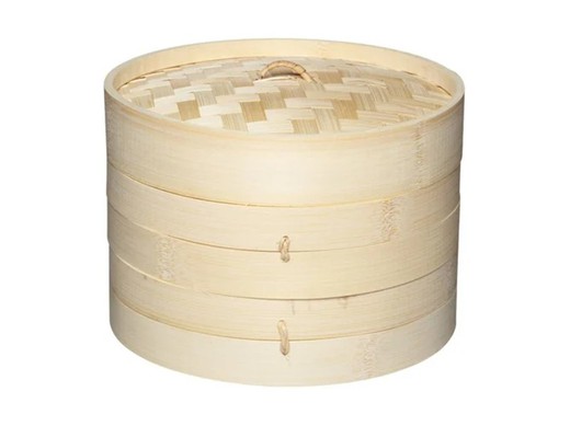 Vaporizador de bambu de 20 cm com 2 andares