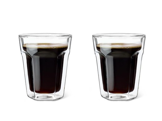 Leopold double wall glass brown glass, 2 pieces