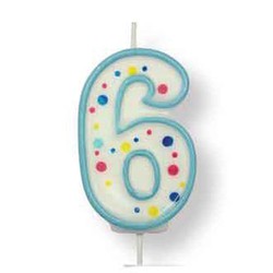 Vela cumpleaños azul número 6 pme