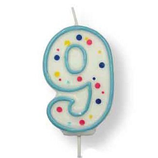 Blue birthday candle number 9 pme