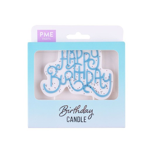 Blue birthday candle sparkly topper pme