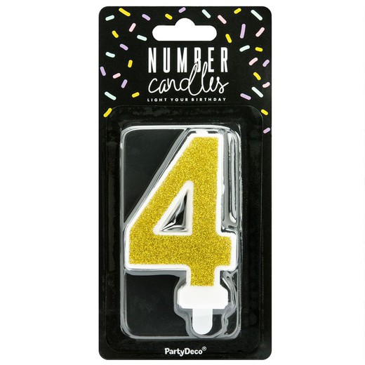 Golden birthday candle number 4 partydeco