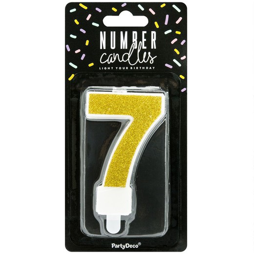 Golden birthday candle number 7 partydeco