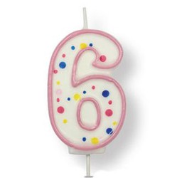 Pink birthday candle number 6 pme