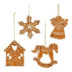 Adorno de Navidad Colgante Pan de Jengibre de Porcelana 4 Diseños 9 x 10 cm