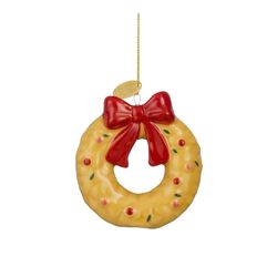 Adorno de Navidad Corona Amarillo 7,5 x 2,5 x 7,5 cm Edelmann
