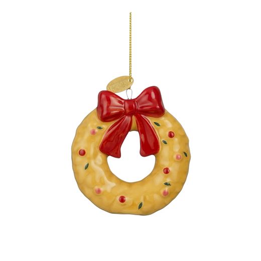 Adorno de Navidad Corona Amarillo 7,5 x 2,5 x 7,5 cm Edelmann