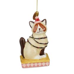 Adorno de Navidad Gato Crema 5,5 x 5 x 8.5 cm Edelmann