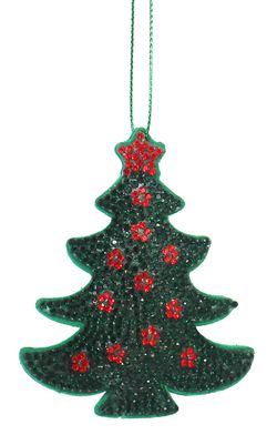 Adorno de Navidad Jewel Árbol Verde Rojo Bizzotto
