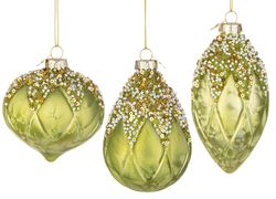 Adorno Navideño de Cristal Aleixa Verde 3 Diseños Bizzotto