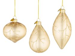 Adorno Navideño de Cristal Floral Champagne 3 Diseños Bizzotto
