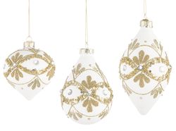 Adorno Navideño de Cristal Garish Blanco 3 Diseños Bizzotto