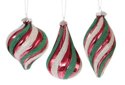 Adorno Navideño de Cristal Undulate Rojo 3 Diseños Bizzotto