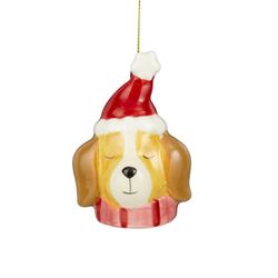 Adorno Perro Navidad Gorro Marrón 6 x 5 x 8 cm Edelmann