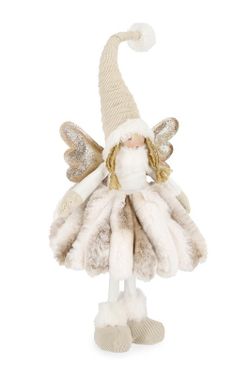 Julängel Vit Beige Stående med LED-ljus Bizzotto