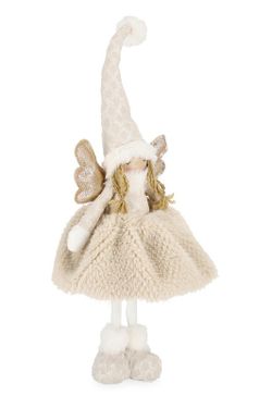 Julängel Vit Beige Stående med LED-ljus Bizzotto