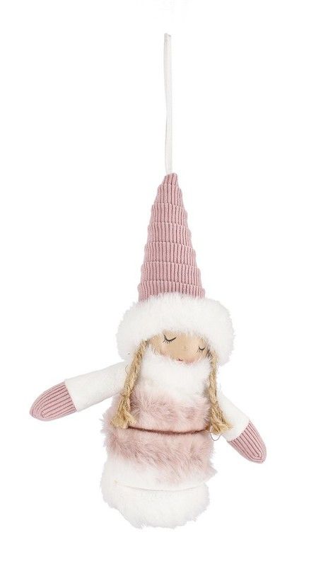 Julängel Rosa och Vit Hängande för Julgran Bizzotto