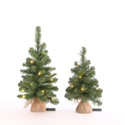 Árbol de Navidad con Yute LED a Pilas Verde 15 LED 60 x 23 cm Edelmann