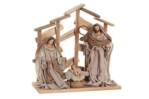 Belén de Navidad de MDF y Poliéster 30 x 15 x 30 Beige
