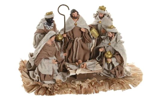 Belén de Navidad de Poliéster y Resina 40 x 24 x 23,5 Beige
