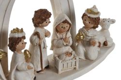 Belén Navideño Blanco de Resina 25 x 6 x 14,5 cm