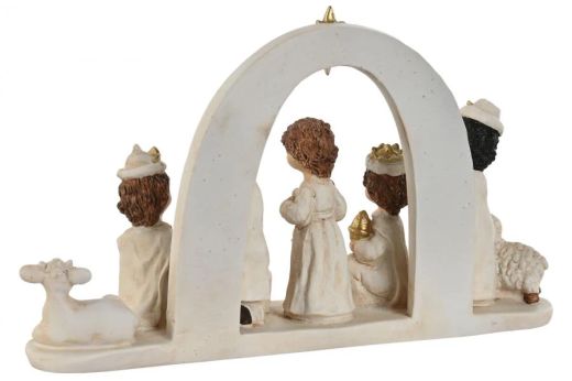 Belén Navideño Blanco de Resina 25 x 6 x 14,5 cm
