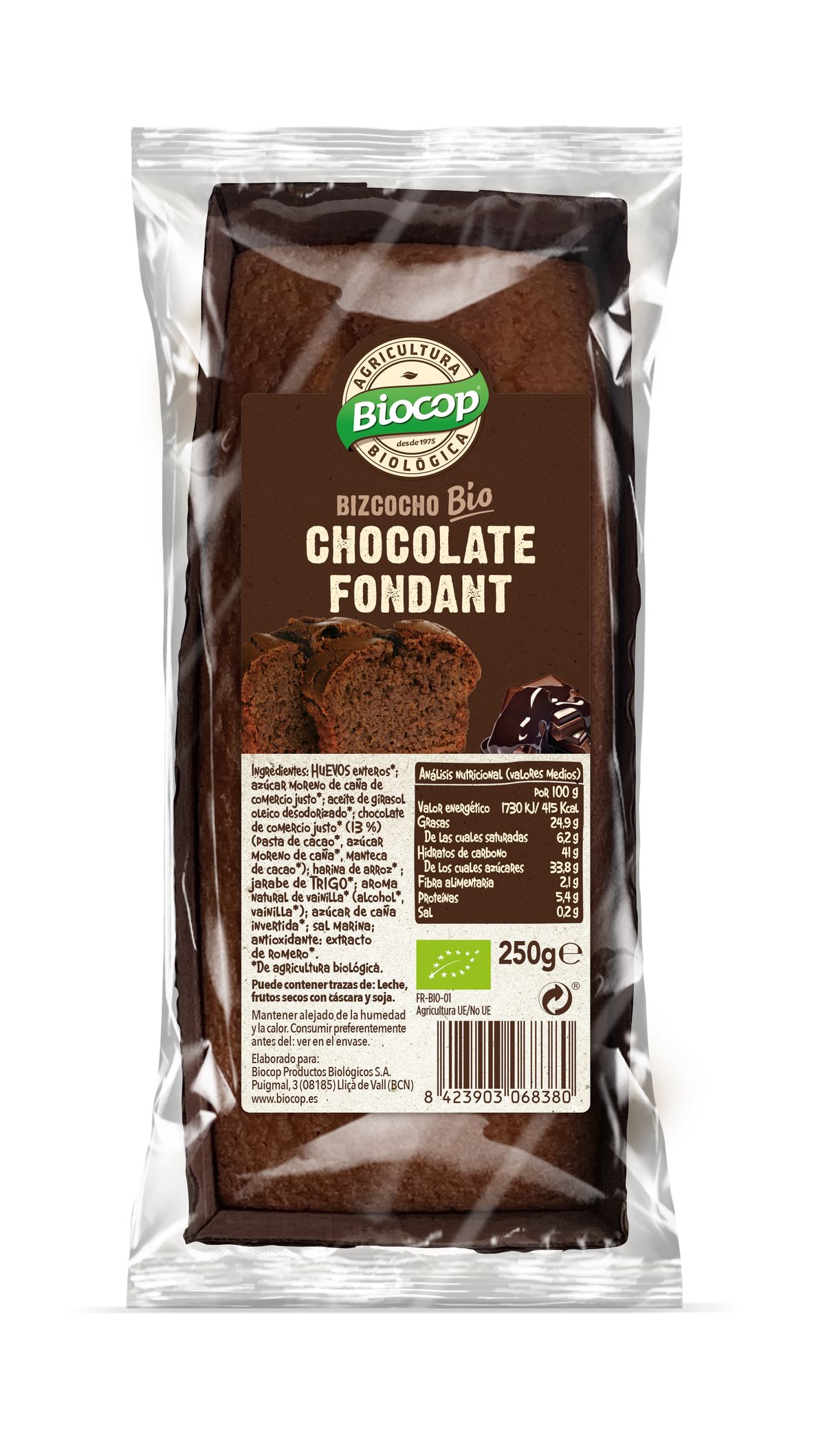 Bizcocho Chocolate Fondant Biocop 250 G