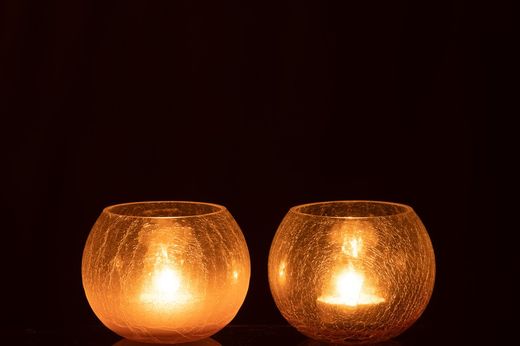 Christmas Crackle Candle Holder Bowl