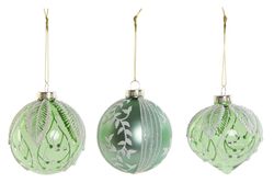 Glass Christmas Tree Ball 8x8x9 Green