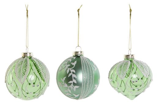 Glass Christmas Tree Ball 8x8x9 Green